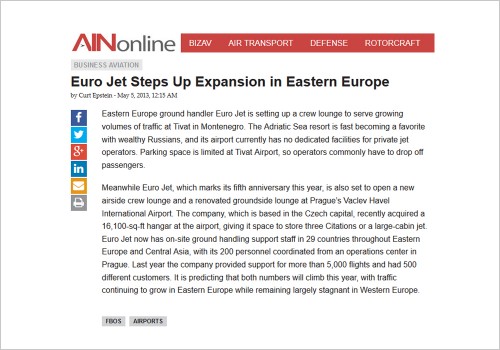 EURO JET STEPS UP EXPANSION IN EASTERN EUROPE